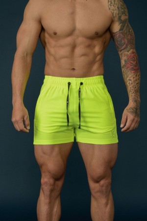 Men's YoungLA Gym 101 Bodybuilding Short Shorts Shorts All Neon | QZ2643-107 USA