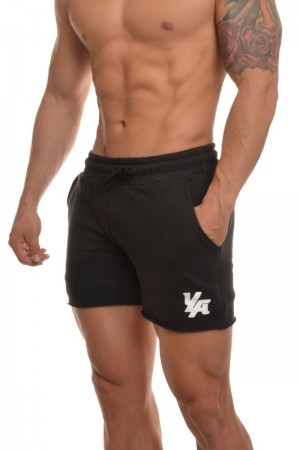 Men's YoungLA Gym 102 Bodybuilding French Terry Shorts Shorts Black | BE9071-428 USA