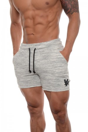 Men's YoungLA Gym 102 Bodybuilding French Terry Shorts Shorts Marble | FA2683-590 USA