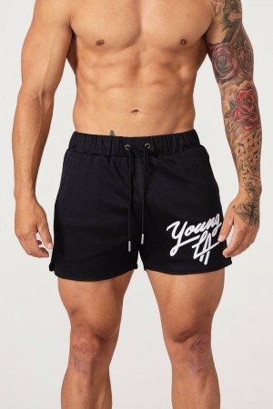 Men's YoungLA Gym 104 Legacy Shorts Shorts Black | GB7183-504 USA