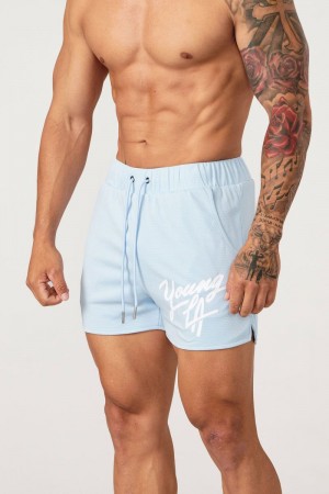 Men's YoungLA Gym 104 Legacy Shorts Shorts Carolina Blue | GN5241-670 USA