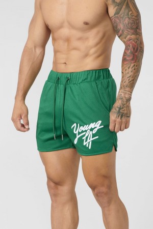 Men's YoungLA Gym 104 Legacy Shorts Shorts Green | UX3645-170 USA