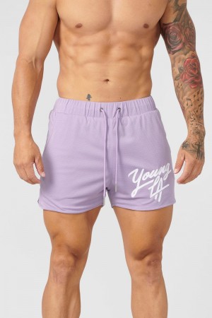 Men's YoungLA Gym 104 Legacy Shorts Shorts Lavender | LA4126-578 USA