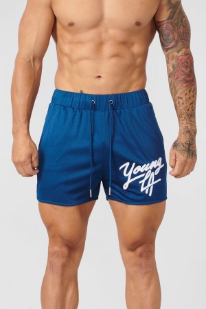 Men's YoungLA Gym 104 Legacy Shorts Shorts Navy | XK7245-801 USA