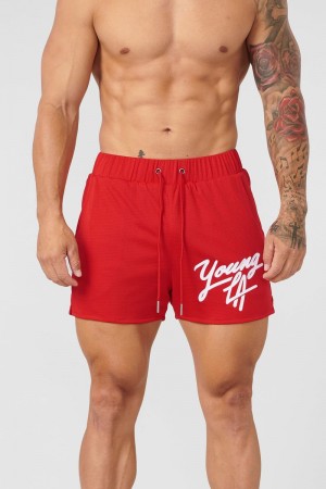 Men's YoungLA Gym 104 Legacy Shorts Shorts Red | JK2849-730 USA