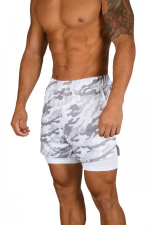 Men's YoungLA Gym 105 Compression Shorts 2.0 Shorts White Camo / White | EF4716-892 USA