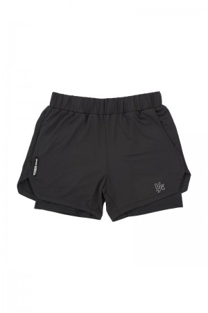 Men's YoungLA Gym 105 Compression Shorts 2.0 Shorts All Black | SM4062-913 USA