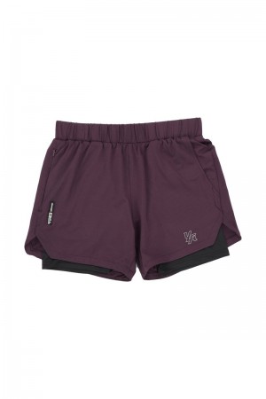 Men's YoungLA Gym 105 Compression Shorts 2.0 Shorts Plum / Black | YP7592-613 USA