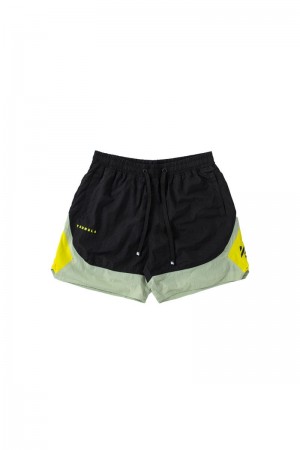 Men's YoungLA Gym 109 Retro Shorts Shorts Black / Sage Green | KA9231-047 USA