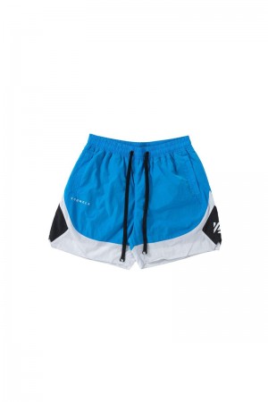 Men's YoungLA Gym 109 Retro Shorts Shorts Blue / Grey | OA5308-491 USA