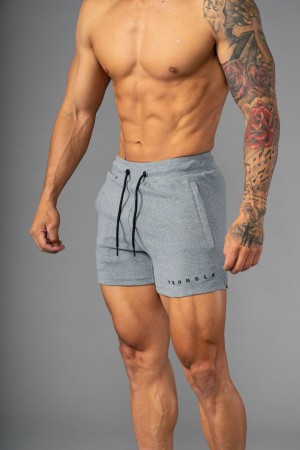 Men's YoungLA Gym 113 The Perfect Short Shorts Shorts Heather Grey | VG8725-149 USA