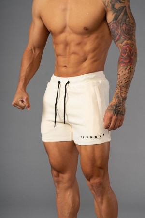 Men's YoungLA Gym 113 The Perfect Short Shorts Shorts Off-White | DM4716-382 USA