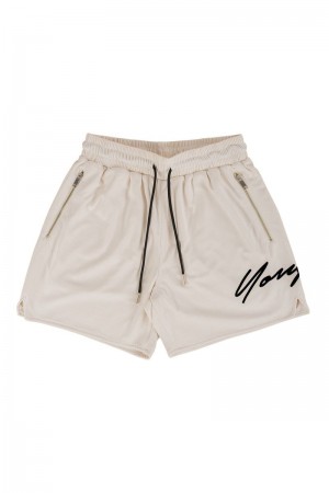 Men's YoungLA Gym 115 Signature Shorts Shorts Off-White | AN4803-612 USA