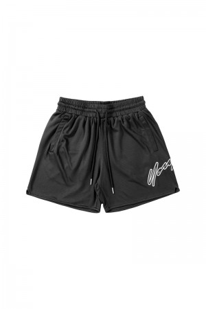 Men's YoungLA Gym 117 Sig Shorts Shorts Black | TH3156-024 USA