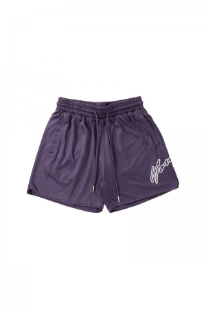 Men's YoungLA Gym 117 Sig Shorts Shorts Dark Purple | FW7928-540 USA