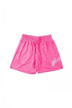 Men's YoungLA Gym 117 Sig Shorts Shorts Hot Pink | ZC3106-542 USA