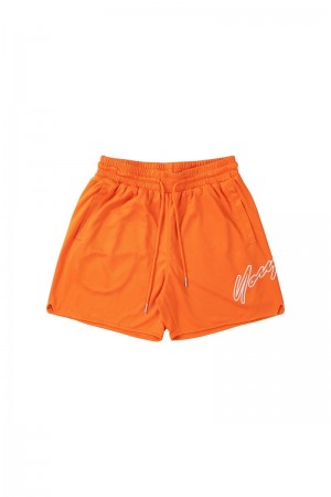 Men's YoungLA Gym 117 Sig Shorts Shorts Orange | JY5682-391 USA