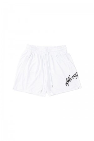 Men's YoungLA Gym 117 Sig Shorts Shorts White | PX6028-417 USA