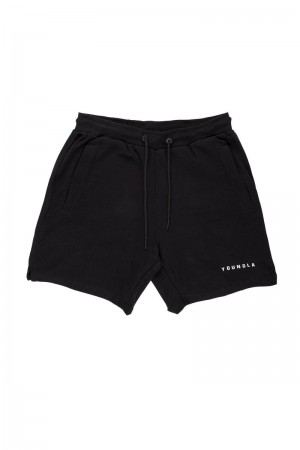 Men's YoungLA Gym 118 The Perfect Shorts Shorts Black | DG2781-350 USA