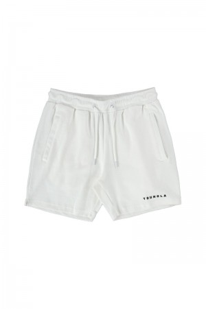 Men's YoungLA Gym 118 The Perfect Shorts Shorts White | HA1536-874 USA