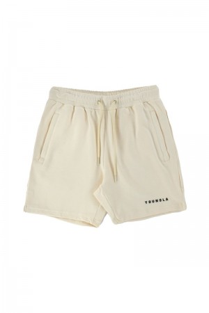 Men's YoungLA Gym 118 The Perfect Shorts Shorts Off-White | TN0594-817 USA