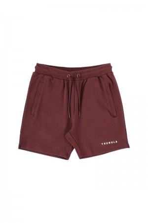 Men's YoungLA Gym 118 The Perfect Shorts Shorts Wine | KB6795-021 USA