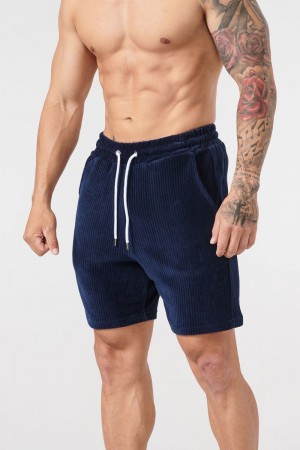 Men's YoungLA Gym 119 Cord Collection Shorts Shorts Navy | NS6745-819 USA