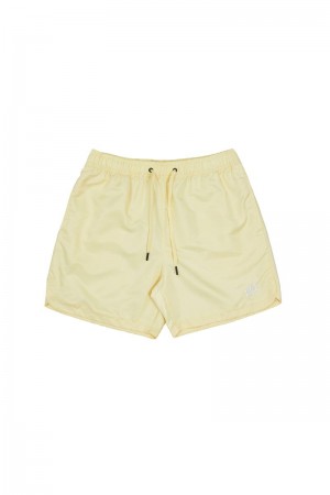 Men's YoungLA Gym 123 Pastel Flow Shorts Shorts Pastel Yellow | UX8591-732 USA