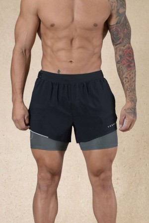 Men's YoungLA Gym 124 6am Compression Shorts Shorts Black | HE3158-429 USA