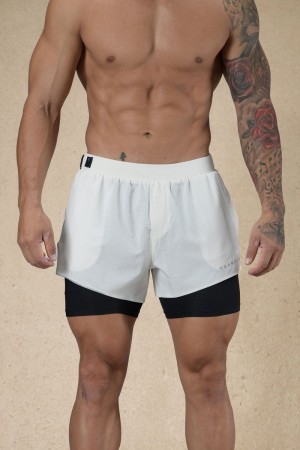 Men's YoungLA Gym 124 6am Compression Shorts Shorts Off-White | TK7082-439 USA