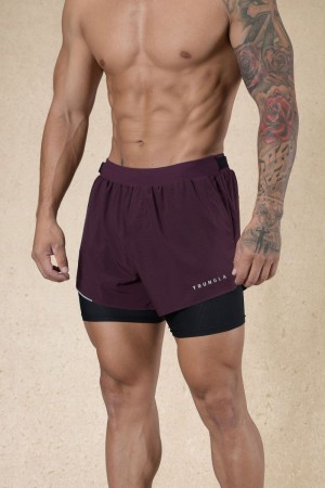 Men's YoungLA Gym 124 6am Compression Shorts Shorts Plum | LX1962-750 USA