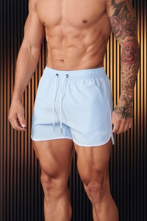 Men's YoungLA Gym 125 Olympic Shorts Shorts Carolina Blue | DU2089-364 USA