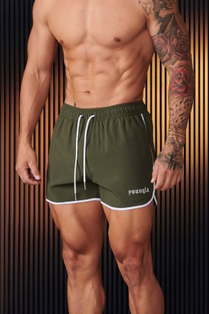 Men's YoungLA Gym 125 Olympic Shorts Shorts Olive | ZA0342-169 USA