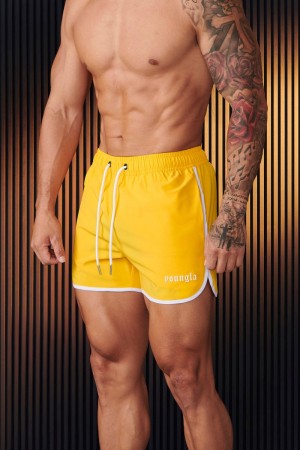 Men's YoungLA Gym 125 Olympic Shorts Shorts Yellow | PQ2836-401 USA