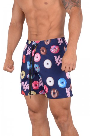 Men's YoungLA Gym 128 Abstract Swim Shorts inch22 Shorts Donut | MP4097-628 USA