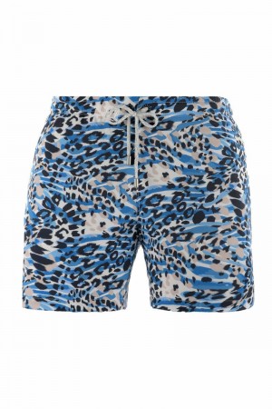 Men's YoungLA Gym 128 Abstract Swim Shorts inch22 Shorts Furry Leopard | IY4627-908 USA