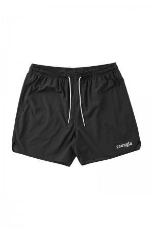 Men's YoungLA Gym 131 The Finest Shorts Shorts Black | HC9217-856 USA