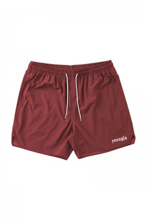 Men's YoungLA Gym 131 The Finest Shorts Shorts Burgundy | PZ7981-645 USA