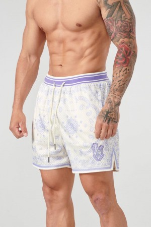 Men's YoungLA Gym 132 Infamous Bandana Shorts Shorts Soft Purple | AJ9083-512 USA