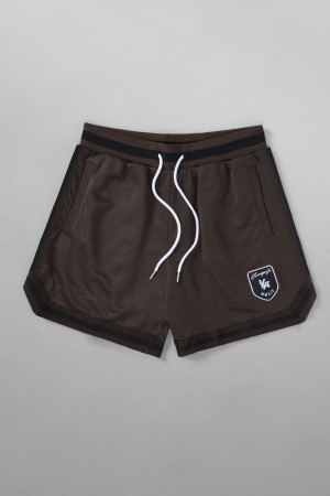 Men's YoungLA Gym 133 Home Plate Shorts Shorts Brown | RZ9426-058 USA