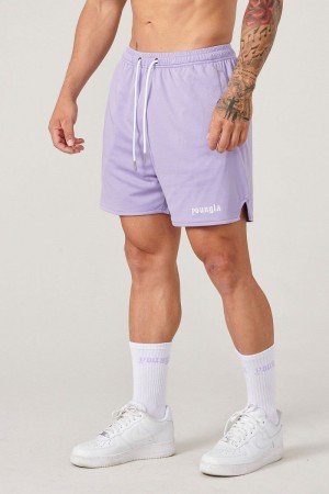 Men's YoungLA Gym 134 Game-Time Shorts & Socks Set Shorts Lavender | VX5174-638 USA