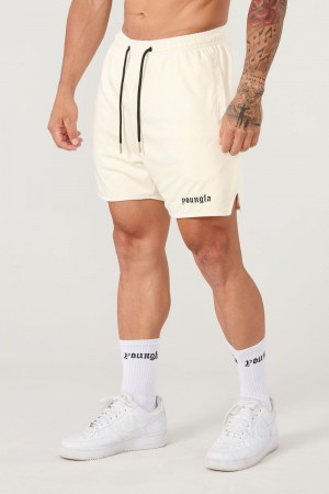 Men's YoungLA Gym 134 Game-Time Shorts & Socks Set Shorts Off-White | BI3089-251 USA