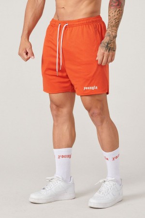 Men's YoungLA Gym 134 Game-Time Shorts & Socks Set Shorts Orange | DO3528-901 USA