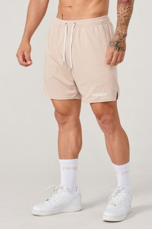 Men's YoungLA Gym 134 Game-Time Shorts & Socks Set Shorts Tan | MJ9762-548 USA