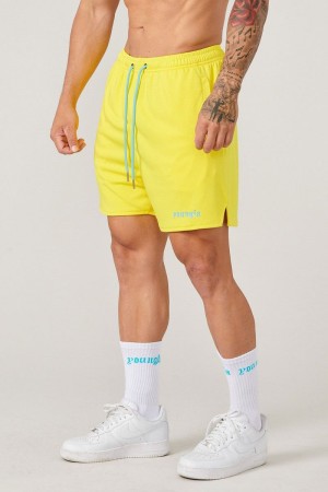 Men's YoungLA Gym 134 Game-Time Shorts & Socks Set Shorts Yellow | EP2506-718 USA