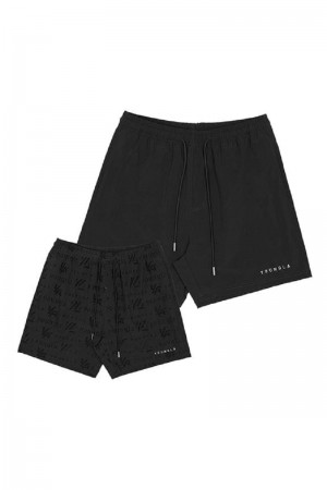 Men's YoungLA Gym 136 Reveal Swim Shorts Shorts Black | ZT7062-351 USA