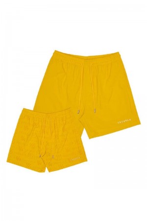 Men's YoungLA Gym 136 Reveal Swim Shorts Shorts Canary | MY4092-518 USA