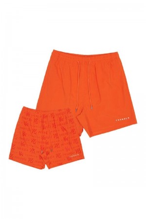 Men's YoungLA Gym 136 Reveal Swim Shorts Shorts Orange | KX8735-296 USA