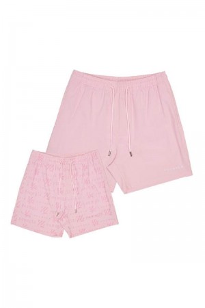 Men's YoungLA Gym 136 Reveal Swim Shorts Shorts Pink | VQ6470-129 USA