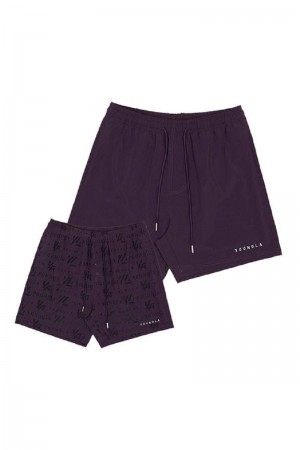 Men's YoungLA Gym 136 Reveal Swim Shorts Shorts Purple | OD6234-759 USA